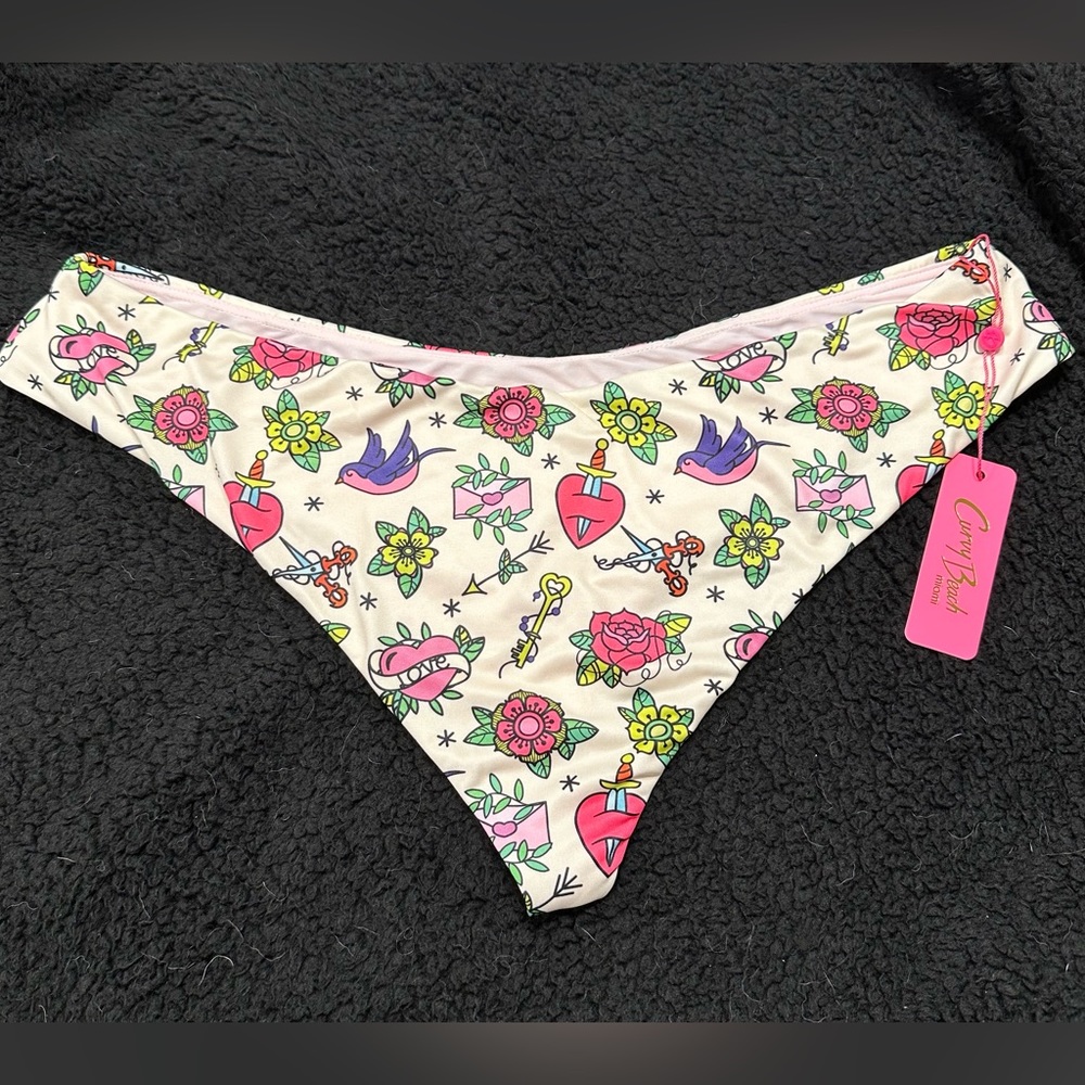 NWT Curvy Beach Tattoo Cheeky Swim Bottoms